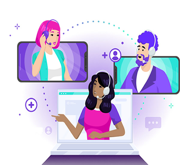 Remote business video calls across laptop and mobile
